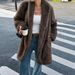 girl Diyun Cross-Border European And American Elegant Plush Long Sleeve Coat Women's Clothing 2025 Autumn Winter_ecoleips.com
