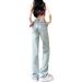 New Design Light-colored Straight Wide-leg Jeans For Women From Guangzhou, High-waisted Floor-length Pants, New_ecoleips.com