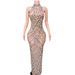 Women's Clothing Shiny Rhinestone Dress Plus Size Women's Evening Dress Long Skirt_ecoleips.com