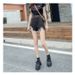 2025s Raw Hem Denim For Women Summer 2025 New Korean Style Loose Black Ripped Hot Girl Wide Leg Shorts_ecoleips.com