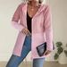 Aria Basics 2025 Women's Autumn Winter Solid Color Wave Stitching Casual Loose Hooded Jacket_ecoleips.com