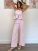 Women's European American Style Spring Summer Casual Camisole Strapless High Waisted Wide Leg Trousers Slimming Elegant Vacation Fashion Set_ecoleips.com