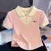 Women's Clothing Slim Fit Polo Collar T-Shirt Short Sleeve Unique Design Summer Top Fits True To Size_ecoleips.com