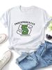 Women Vintage 55 Number Industrious Cat Letter Graphic T Shirt Round Neck Short Sleeve Loose College Streetwear Summer Tops_ecoleips.com