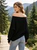 Women Boat Neck Long Sleeve Knit Top, Loose Speckled Cropped Sweater Lightweight Breathable Ribbed Cuffs Soft Skin Friendly Knit Shirt_ecoleips.com