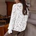 Elegant Lace Blouse With Button Front & Flutter Sleeves – Breathable Polyester Top For Women, Spring & Summer Wardrobe Essential_ecoleips.com
