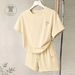 Women's Summer Sports Casual Set Sweet Stylish Loose Fit Short Sleeved Top with Pony Head Embroidered Design_ecoleips.com