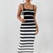Women's clothing sexy hot girl striped suspenders hip dress long skirt female_ecoleips.com