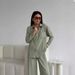 Women's Solid Color Cardigan Shirt And Wide Leg Trousers Set With Pocket Summer Fashion Style_ecoleips.com