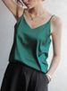 Women Halter V Neck Basic White Cami Spaghetti Strap Top Sleeveless Satin Silk 2026 Tank Tops Women'S Summer Camisole_ecoleips.com