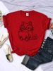 Careful Study Of Work Cat Sketches Women T-Shirt Personality Trend Casual Tee Clothing Street Creative Tops Female Short Sleeve_ecoleips.com