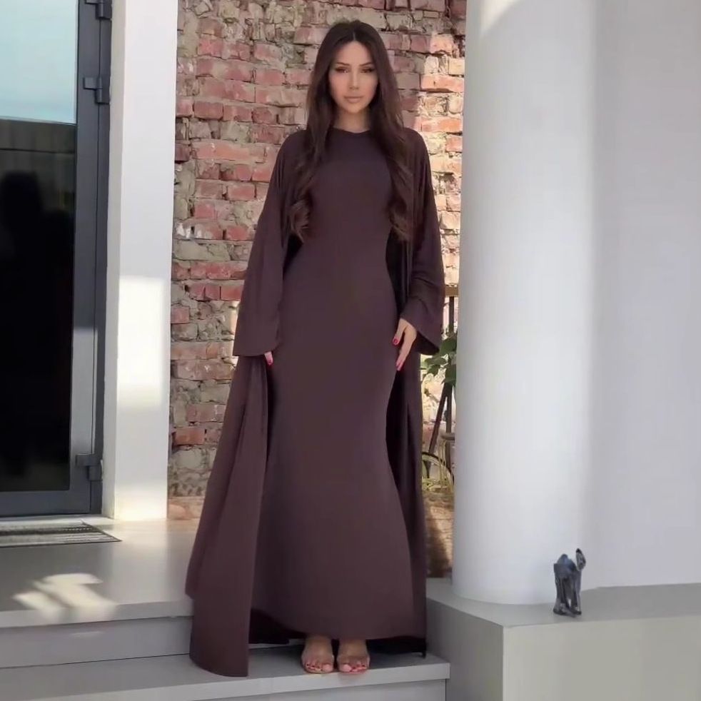 Autumn Luxury Two-Piece Long Dress Set – Slim Fit Fish Tail Maxi Dress With Comfortable Loose Waist, Casual Elegant Outfit For Women_ecoleips.com