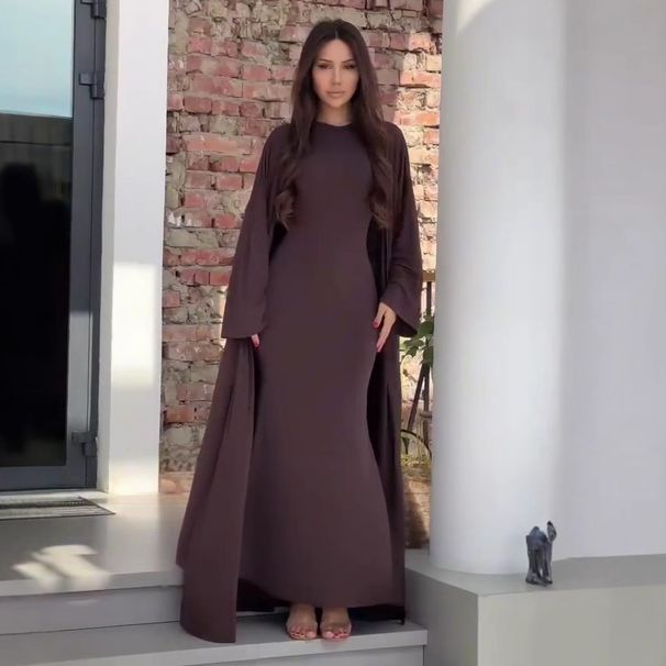 Autumn Luxury Two-Piece Long Dress Set – Slim Fit Fish Tail Maxi Dress With Comfortable Loose Waist, Casual Elegant Outfit For Women_ecoleips.com