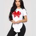 Summer Women's Loose Slimming Bow Crew Neck Short Sleeve Bow Top Wholesale_ecoleips.com