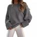 Oversized Crewneck Sweater – Trendy Streetwear Knit Top For Women (10 Colors, S-XL, Soft Acrylic-Polyester Blend, Relaxed Fit)_ecoleips.com