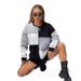 Women's Color Block Hooded Sweatshirt, Casual Loose Fit Long Sleeve Pullover, Soft Polyester-Spandex Blend Top For Fall & Winter (S-XXL)_ecoleips.com
