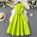 Women's Clothing High End Party Dress Dress For Women In Summer French Oblique Collar Off Shoulder Puff Sleeves High Waist Slit Banquet Long Skirt_ecoleips.com