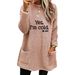 Women's Casual Loose Fit Long Sleeve Fleece Letter Print Hooded Sweatshirt With Pockets - Soft & Warm Pullover For Autumn Winter_ecoleips.com