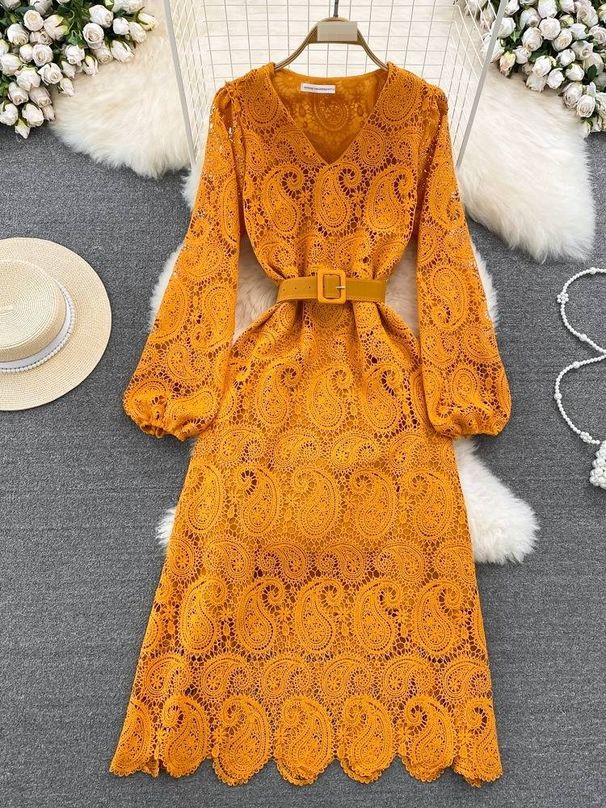 Elegant A-Line Knit Dress With Bow Collar – Chic Contrast Color Long Sleeve Dress For Women | Slimming Office & Party Wear_ecoleips.com
