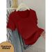 Stylish Women's Ribbed T-Shirt Square Neck Short Sleeve High End Durable Wear Resistant Unique Versatile Elegant Straight Shoulder_ecoleips.com