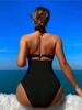 Women's Clothing Solid Color Halter Neck Sexy Hollow Swimsuit_ecoleips.com