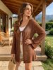 Hollow Eyelet Knit Cardigan, Soft Loose Breathable Cover Up_ecoleips.com