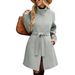 Women's Retro Solid Color Button Stand Collar Woolen Coat Autumn Winter Style Outerwear_ecoleips.com