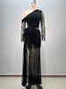 Women's Clothing Lace Oblique Shoulder Mesh Tight Slit Long Hip Wrapped Slim Dress Evening Dress_ecoleips.com