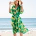 "Sexy V-Neck Long Sleeve Sun Cover-Up – Flattering Beach Dress, Tummy Control & Stylish Swimwear Cover"_ecoleips.com