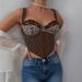 Women's Clothing, Lace Backless Camisole Striped Underwire European And American Style Tank Top, Sexy Low Cut Leopard Print Bralette._ecoleips.com
