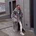 Longline Vegan Fox Fur Coat – Oversized Faux Fur Trench With Detachable Collar & Deep Pockets (Black/White) – Streetwear Elegance For Women_ecoleips.com