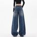 American Retro Distressed Scimitar Jeans For Women Early Spring Design Loose Slimming Floor-Length Wide-Leg Sickle Pants_ecoleips.com