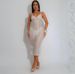 Women's Clothing V Neck See Through Sequin Dress Slim Long Skirt With Underwear Women's Clothing_ecoleips.com