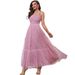 Women's Spring And Summer Fashionable Elegant Mesh Silver Foil Slip Dresses_ecoleips.com