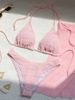 Women's Clothing Pure Color Mesh Three Piece Swimsuit Lace Up Sexy Beach Bikini Swimsuit Women Summer_ecoleips.com