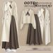 Plus-Size Autumn 3-Piece Set – Oversized Trench Coat + Knit Sweater + Slimming Culottes In Beige & Brown (Korean Inspired)_ecoleips.com