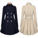 Elegant Double-Breasted Trench Coat For Women – Plus Size Long Coat With High-Density Twill Fabric, Slim Fit & Office Chic (Beige, Navy Blue)_ecoleips.com