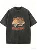 Vintage Desert Sunset Graphic T-Shirt Women Oversized Washed Cotton Retro Western Casual Tee_ecoleips.com