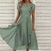 Women’s Clothing Dress Chiffon Splicing Round Neck Sequin Printed Big Swing Skirt Long Skirt Dress_ecoleips.com