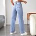 Women's Clothing Pocket Ripped Casual Denim Wide Leg Pants_ecoleips.com