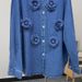 Retro Denim Shirt Jacket – Oversized Boyfriend Style With Floral Embroidery (One Size, Polo Collar, Light/Indigo Wash)_ecoleips.com