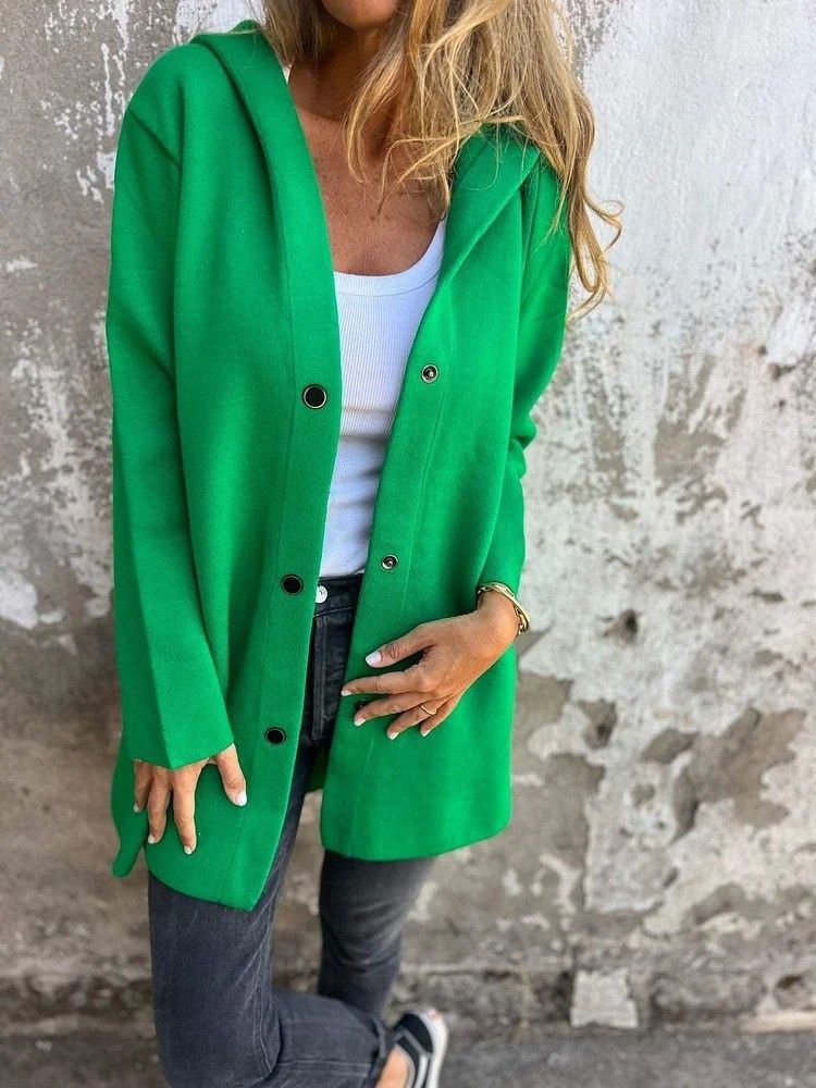 Women's Clothing Long Sleeve Hooded Casual Jacket - Cotton Blend, Loose Fit, Streetwear Style, Solid Color, S-5XL_ecoleips.com