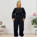 Plus Size Sequin Sleeve Round Neck Jumpsuit For Women Winter Fashionable Design_ecoleips.com