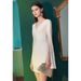 White Fitted Short Dress Queenly Aura Understated Luxury Elegant Feel Hostess Evening Gown Women's Wedding Party Wear_ecoleips.com
