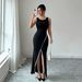 Women's Clothing Women's Slim Fit Sleeveless Long Dress Style Black White Color Block Slit Design For Work For Formal & Casual For Women_ecoleips.com
