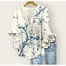 Women's Casual V Neck T-Shirt Floral 3D Digital Print Lotus Trim Trendy Top Creative Design Regular Fit_ecoleips.com
