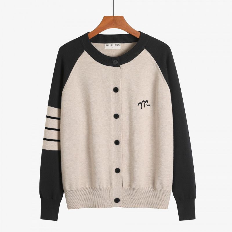 Layered Sweater, Women's Cardigan, Round-Neck, Embroidered, Color-Matched, Sleeveless, College-Style, Large Size, Wholes_ecoleips.com
