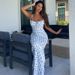 Women's Slim Fit Floral Print Sundress Style Elegant Dress With Bag Hot Selling_ecoleips.com