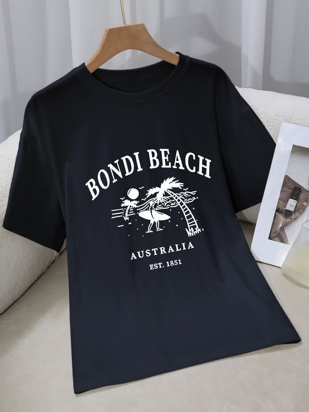 Women's Casual round Neck Short Sleeve Sports Top Multi-Color Solid Loose Printed Fashionable T-Shirt_ecoleips.com