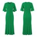Cross-border European American Women's Fashion New Short-sleeve Buttoned Slit Coat Knitted Dress Stylish And_ecoleips.com